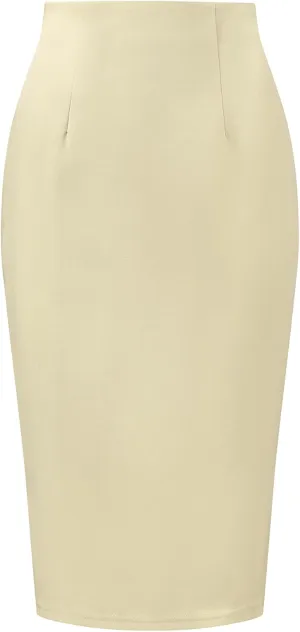 Allegra K Wear to Work Pencil Skirts for Women's Business Knee Length High Waist Bodycon Suit Skirt