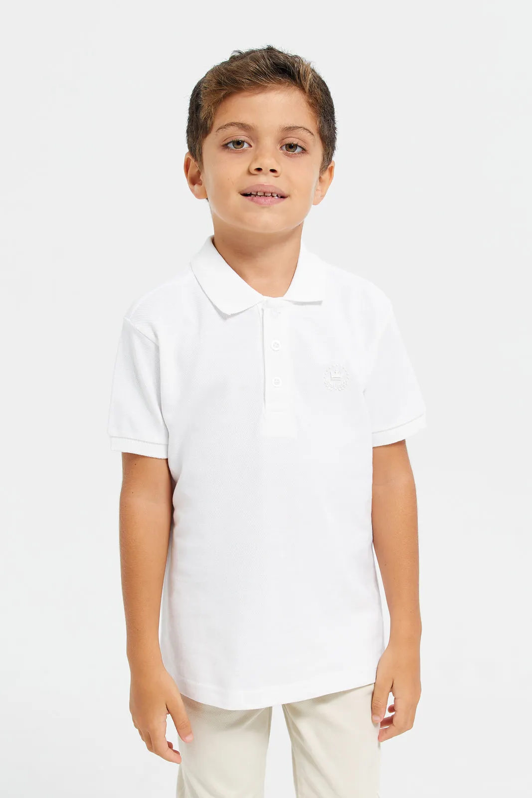 Boys White Polo Shirt Set (Pack Of 2)