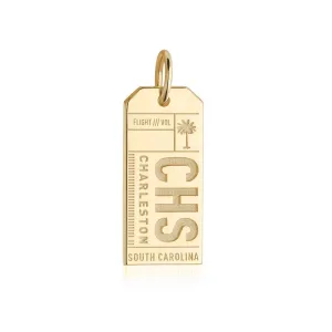 Charleston South Carolina USA CHS Luggage Tag Charm Gold