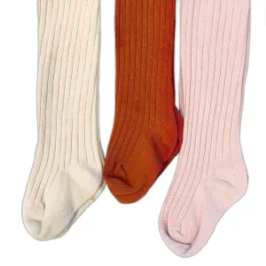 Cotton Tights, 3-pack Blush, Oat & Cinnamon
