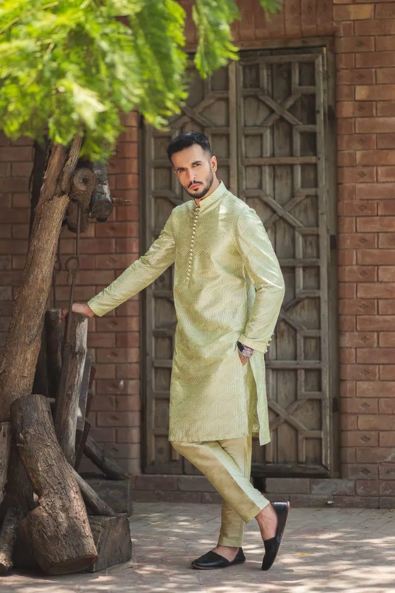 GEM Garments - Qissa - Kurta - Pistachio Green - 1 Piece - Embroidered