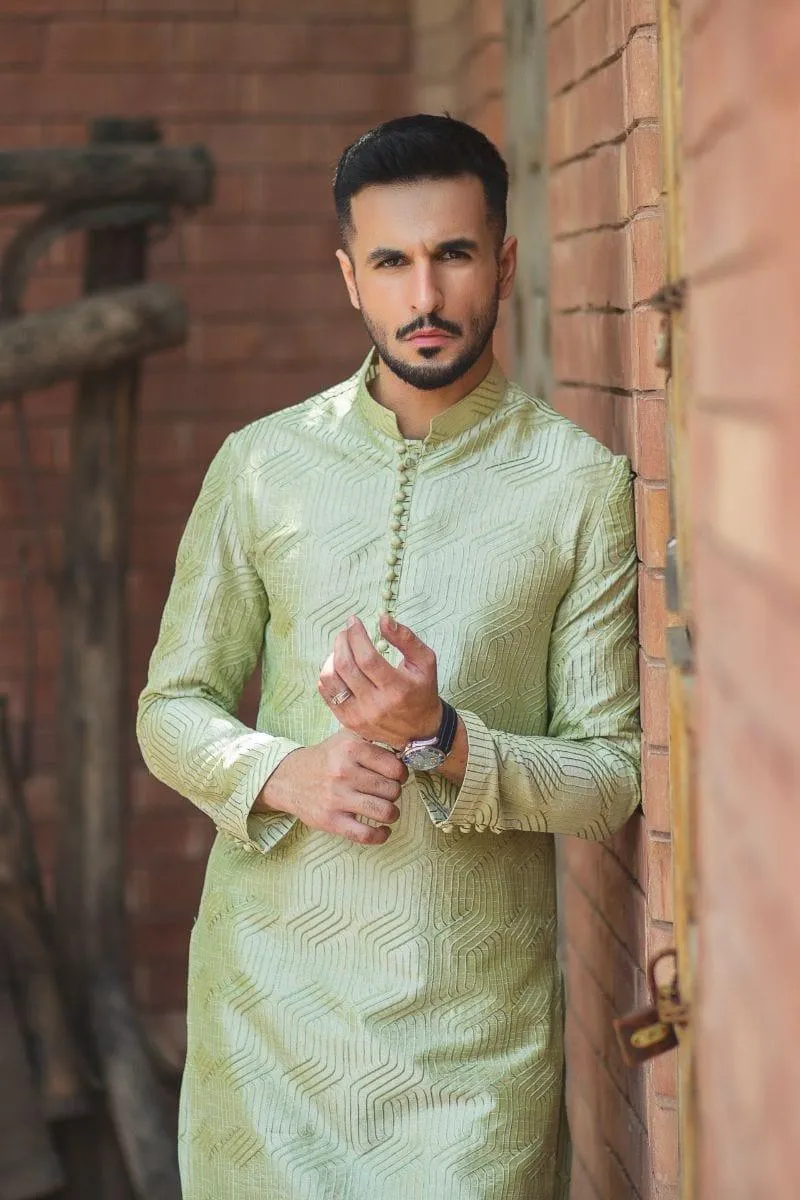 GEM Garments - Qissa - Kurta - Pistachio Green - 1 Piece - Embroidered