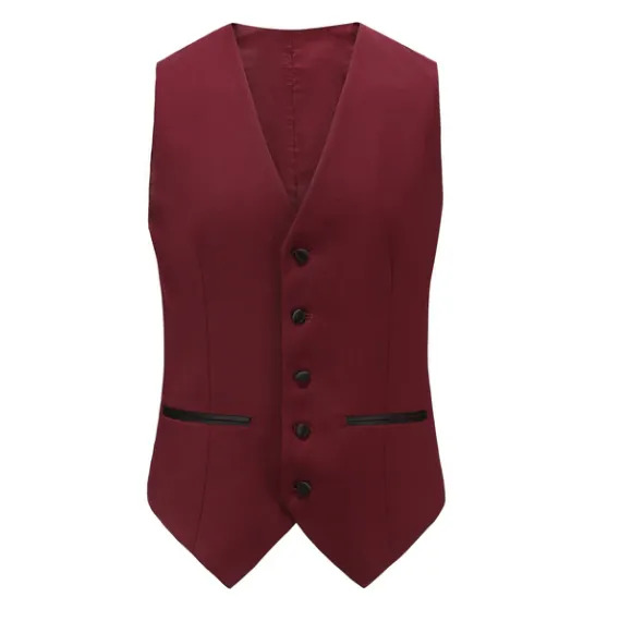 Gino Vitale Slim Fit Peak Lapel Three Piece Tuxedo - Burgundy