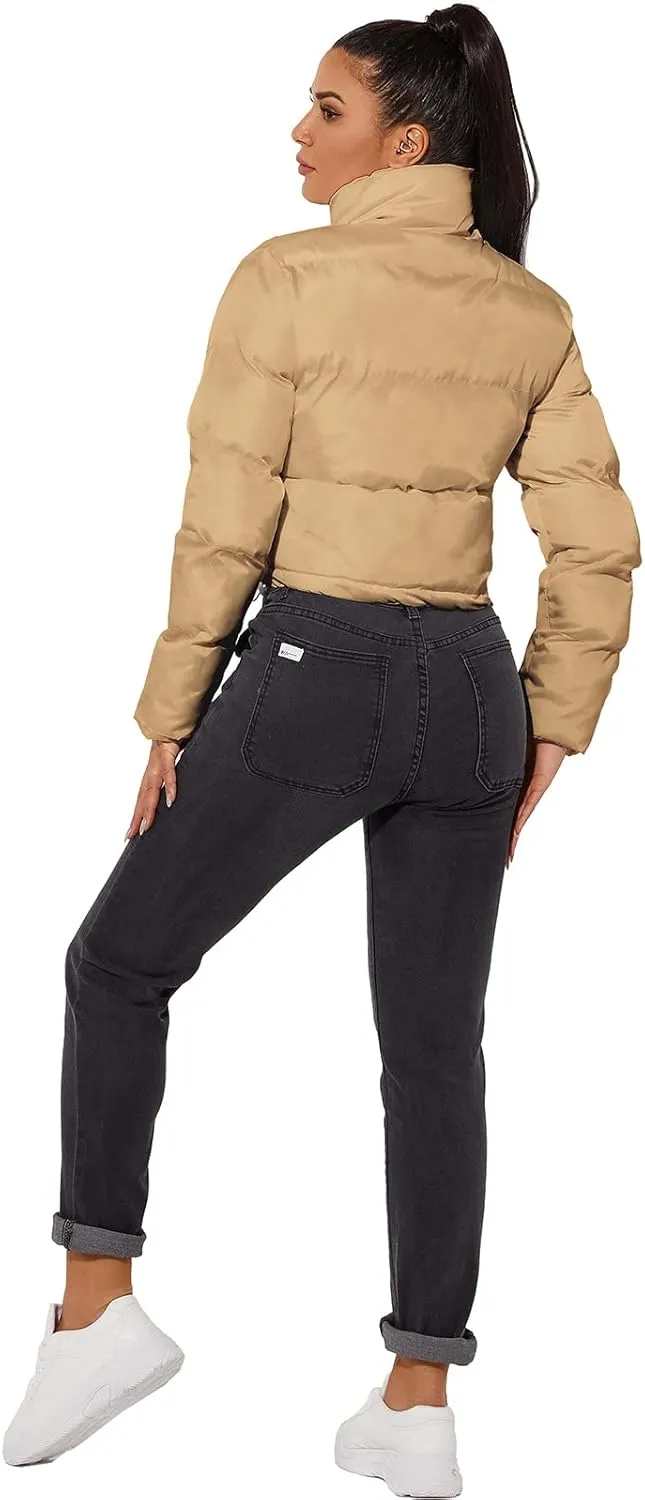 Hujoin Women's Crop Short Jacket Cropped Puffer Fashion Jackets for Women Warm Winter Lightweight Coat