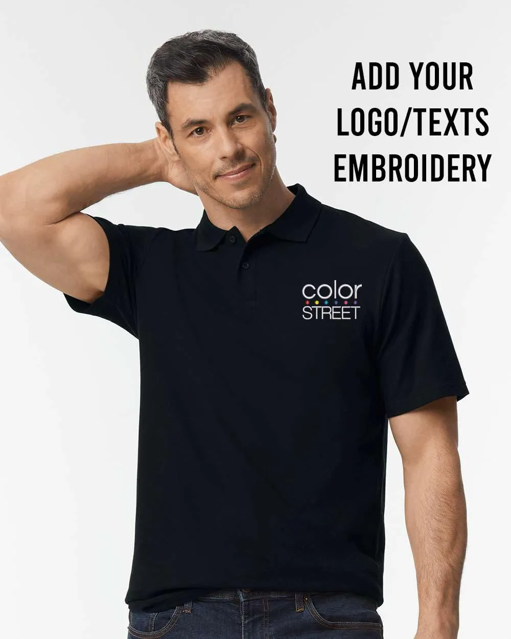 INK STITCH Men 64800 Custom Embroidery Logo Texts Cotton Pique Polo Shirts