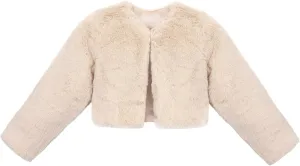 Lilax Girls Cozy Faux Fur Long Sleeve Crew Neck Dress Coat