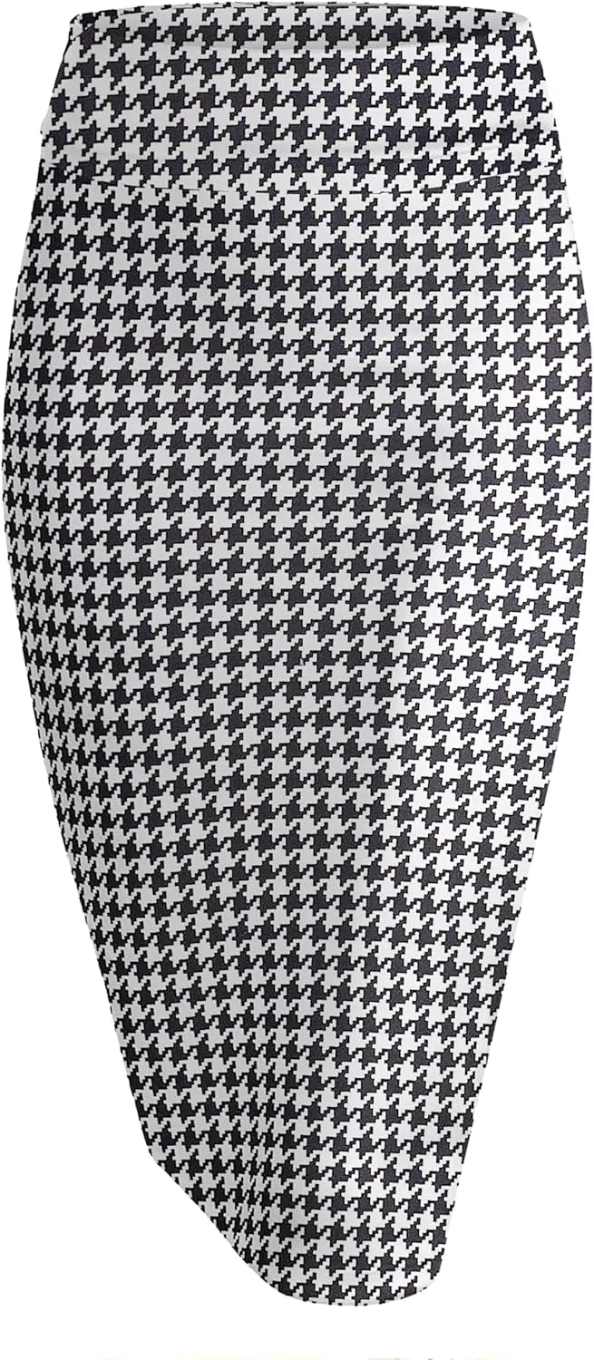 Made By Johnny Women's Premium Scuba Stretch High Waist Pencil Skirt Below Knee for Office Wear