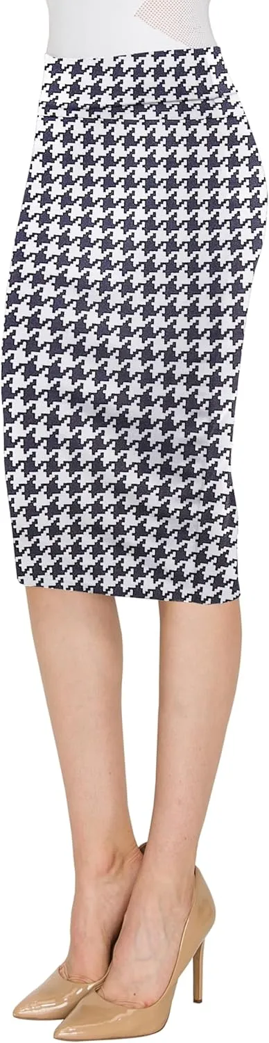 Made By Johnny Women's Premium Scuba Stretch High Waist Pencil Skirt Below Knee for Office Wear