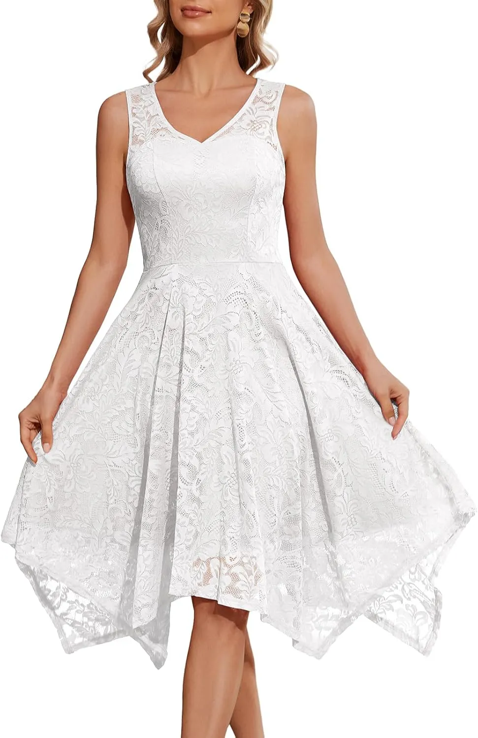 Meetjen Women's Cocktail Party Dresses 2025 Handkerchief Hem Lace Formal Wedding Guest Bridesmaid Fancy Prom Dress