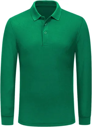 Miqieer Men's Long Sleeve Polo Shirts Regular-Fit Cotton Golf Polo Shirts
