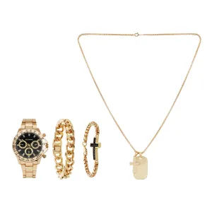 Rocawear Men's Shiny Gold Metal Bracelet Watch 45mm