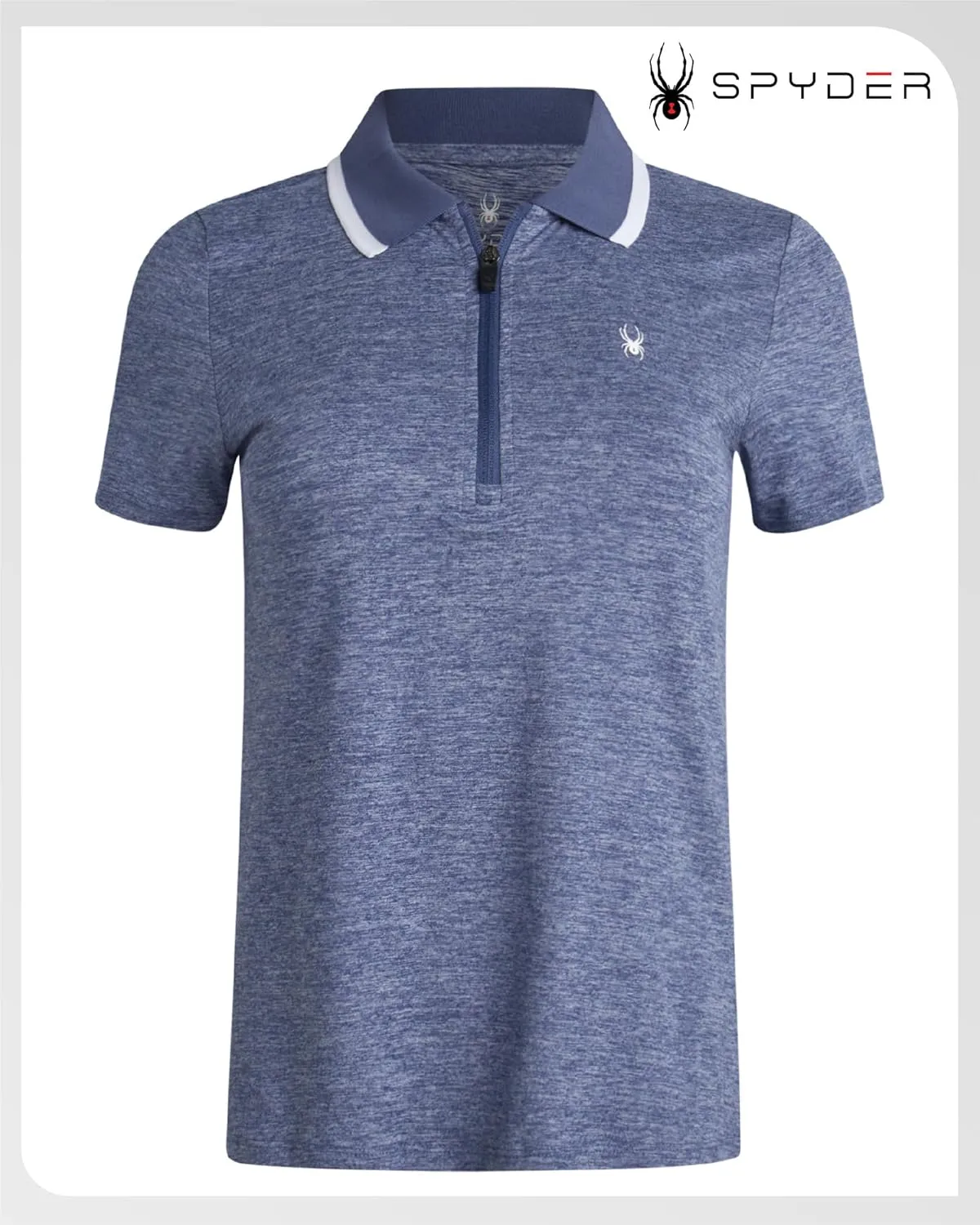 Spyder Womens Golf Shirt - Quarter Zip Golf Polo Tennis Top, UPF 30  Sun Protect Moisture Wicking Polo Shirts for Women